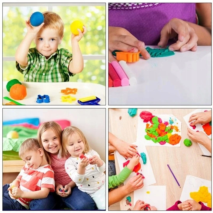 Toys PLASTIKOS MASĖ 12 VIENETŲ PUTOMOLIS SU PRIEDAIS SPALVŲ MIŠINIS SUPER MOLIS