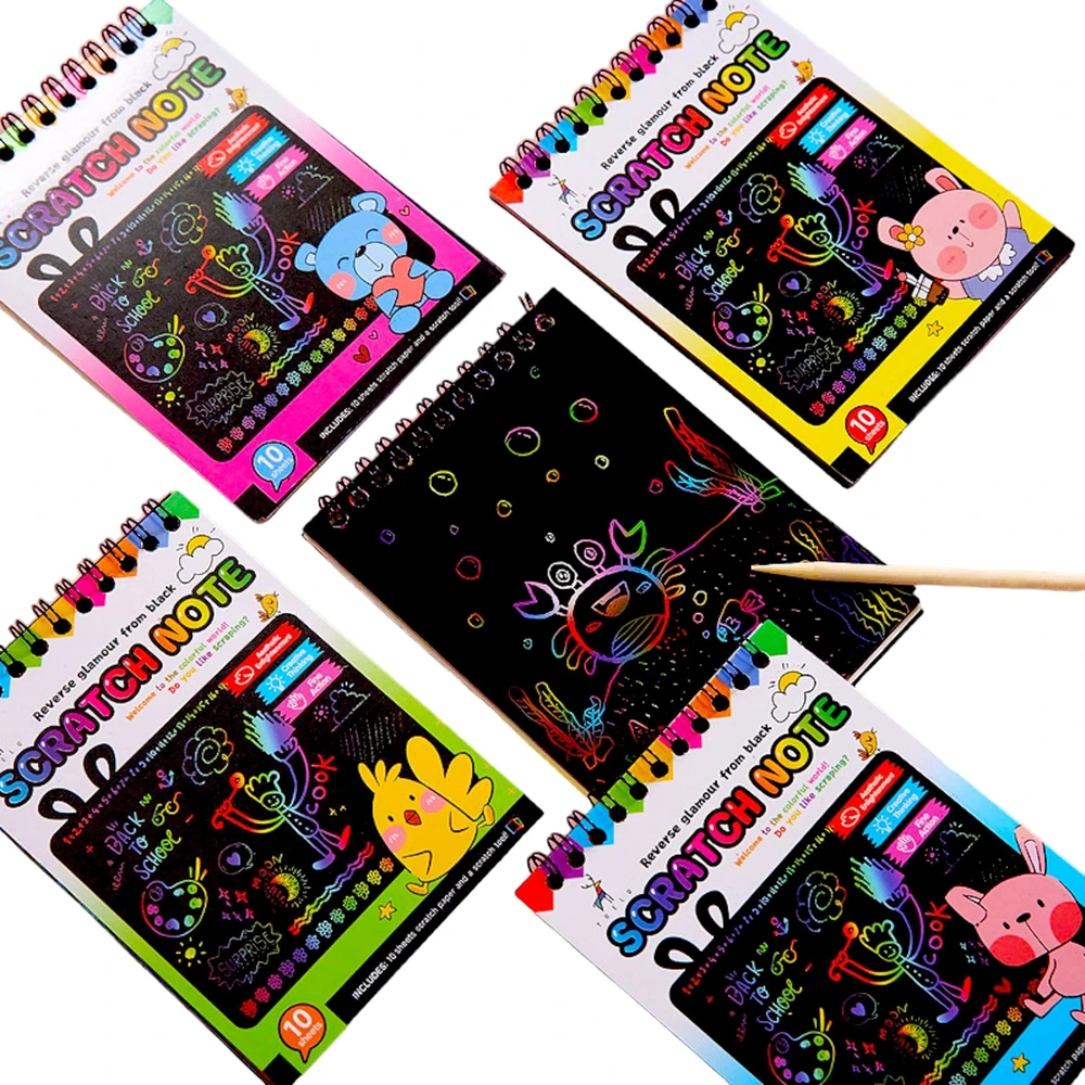 Toys RAINBOW SCRATCH PAD NEŠINIŲ KADĖTIS SCRATCH PAD 10 vnt.