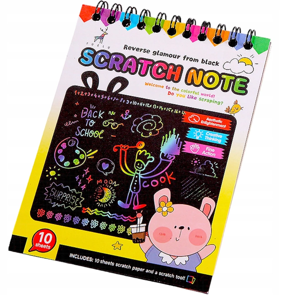 Toys RAINBOW SCRATCH PAD NEŠINIŲ KADĖTIS SCRATCH PAD 10 vnt.
