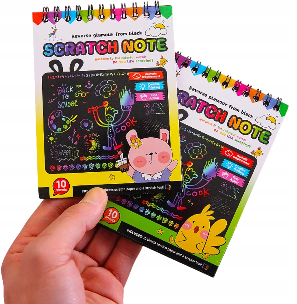 Toys RAINBOW SCRATCH PAD NEŠINIŲ KADĖTIS SCRATCH PAD 10 vnt.