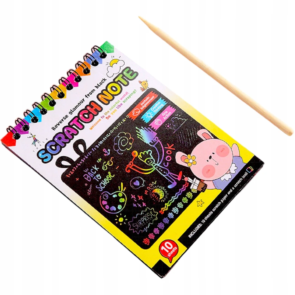 Toys RAINBOW SCRATCH PAD NEŠINIŲ KADĖTIS SCRATCH PAD 10 vnt.