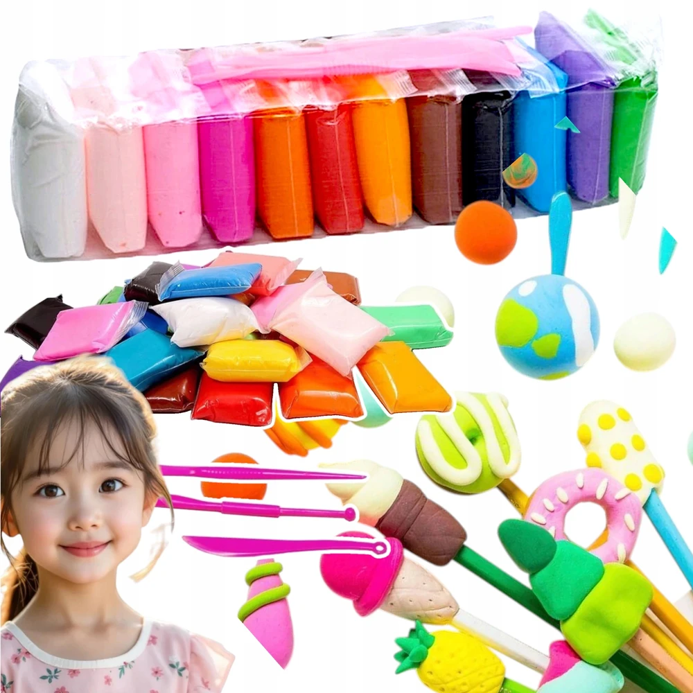 Toys SUPER CAY PLASTICINE MOLIS POLIMERINĖ PUTOS 12 SPALVŲ KŪRYBINGOS