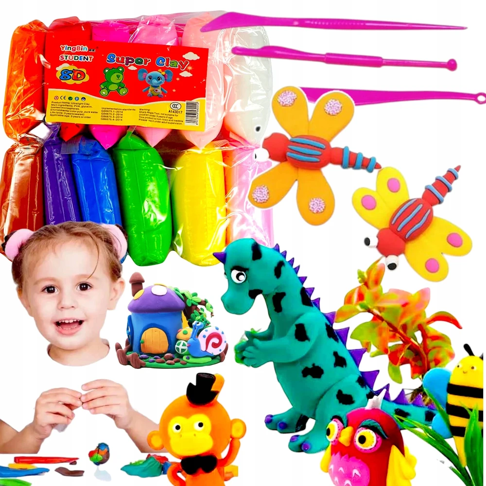 Toys SUPER MOLIO PLASTICINAS PUTOLIS MOLIS MEGA DIDELIS SENSORY + AKC 12 SPALVŲ
