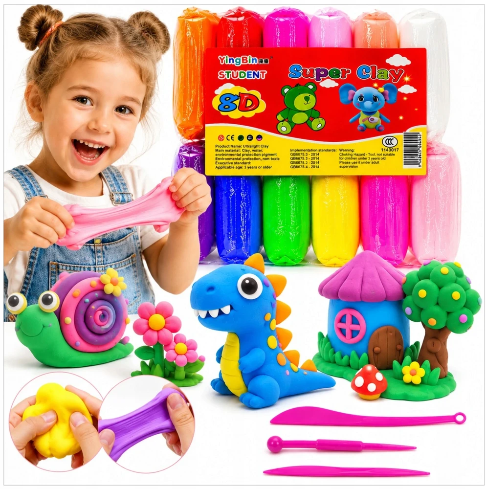 Toys SUPER MOLIO PLASTICINAS PUTOLIS MOLIS MEGA DIDELIS SENSORY + AKC 12 SPALVŲ