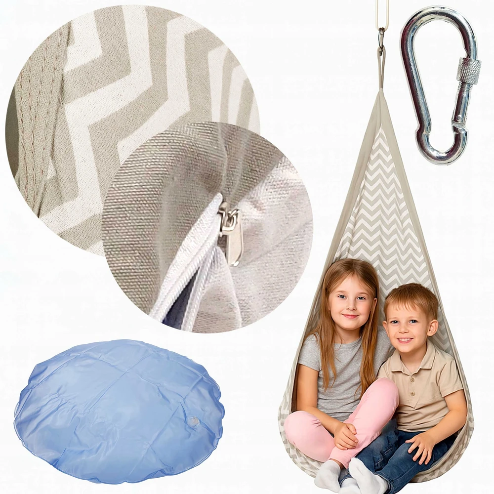 Toysplanet COCOON SWING 60KG KABANAMA KĖDĖ HAMAKAS PABAIGTA SUKURĖ SU PAGALVE 3+