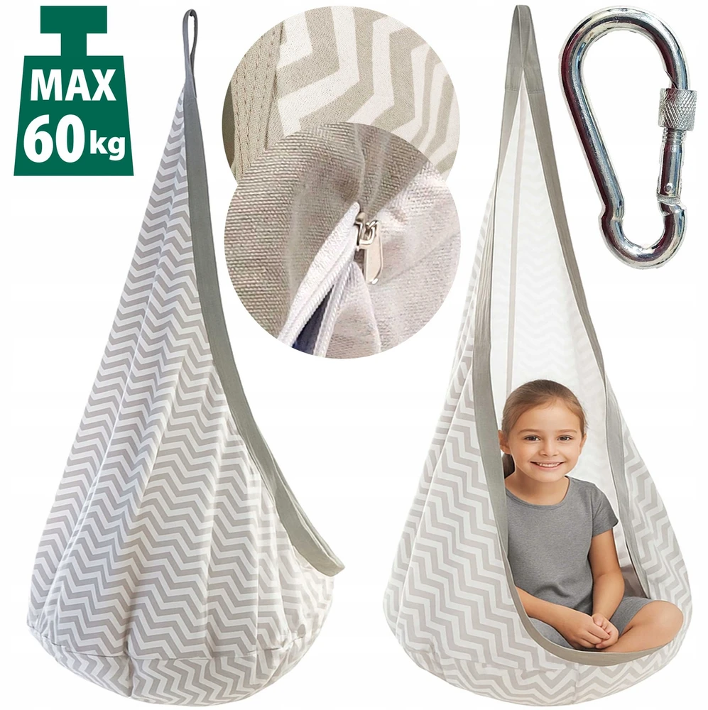 Toysplanet COCOON SWING 60KG KABANAMA KĖDĖ HAMAKAS PABAIGTA SUKURĖ SU PAGALVE 3+