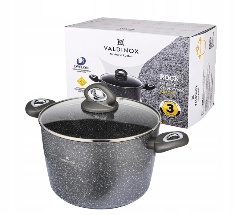 Tradicinis, aukštas, didelis Valdinox Rock puodas, 7,5 l, indukcijai ir dujoms