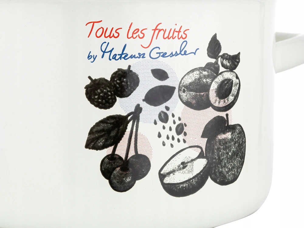 Tradicinis ENAMEL puodas Emalia Pleszew Fruits 4,8L 22cm su geležiniu apvadu