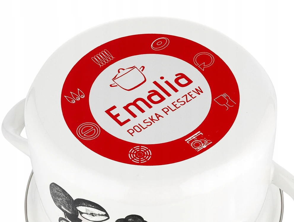 Tradicinis ENAMEL puodas Emalia Pleszew Fruits 4,8L 22cm su geležiniu apvadu