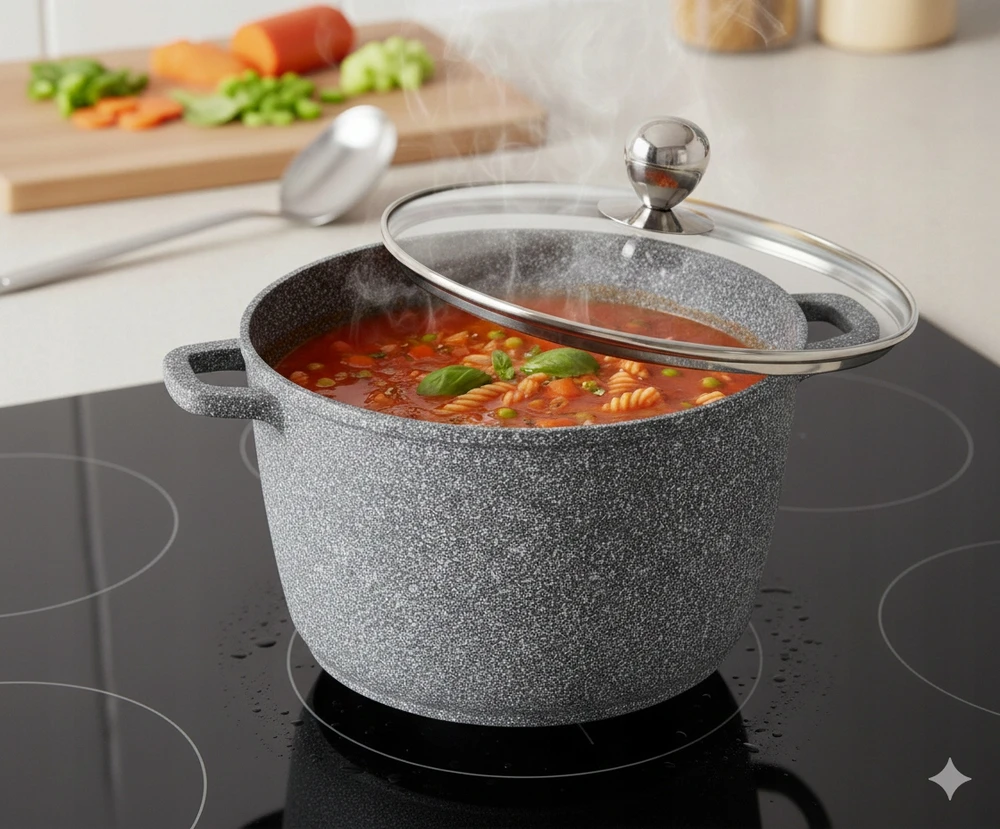 TRADICINIS MARMULINIS PUODAS 10 L INDUKCIJAI IR DUJINĖMS Ø28 CM HOFFNER