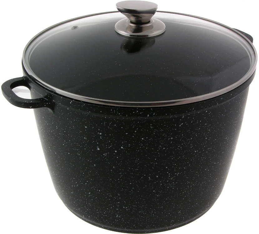 TRADICINIS MARMURINIS PUODAS AUKŠTIS 10L INDUKCINĖS DUJOS 28 cm JUODOS