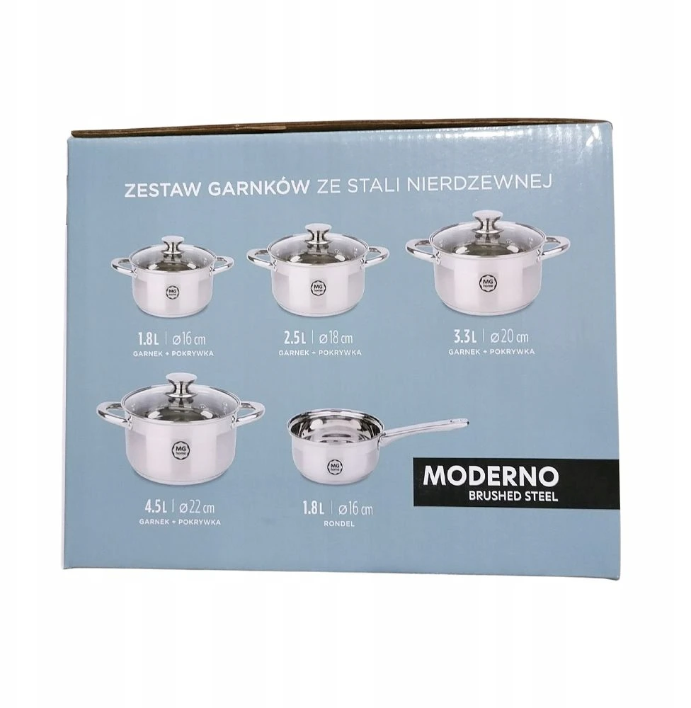 Tradicinis puodas MG Home MODERNO BRUSHED STEEL 4,5 l
