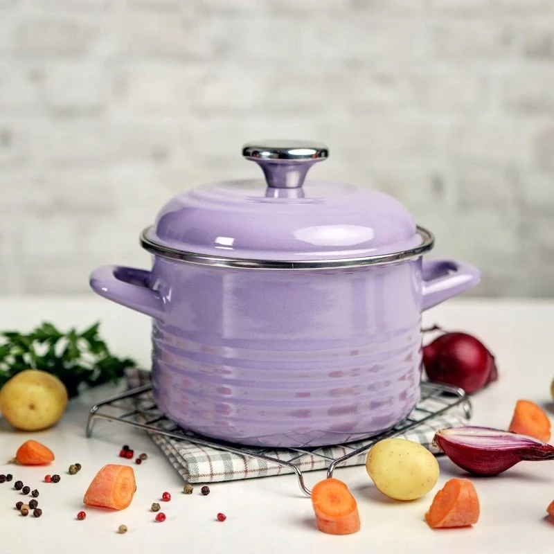 TRADICINIS PUODAS SRIUBAI 6.75L 24CM METALAC PURPURINIS EMALIS KIETOS INDUKTŪROS
