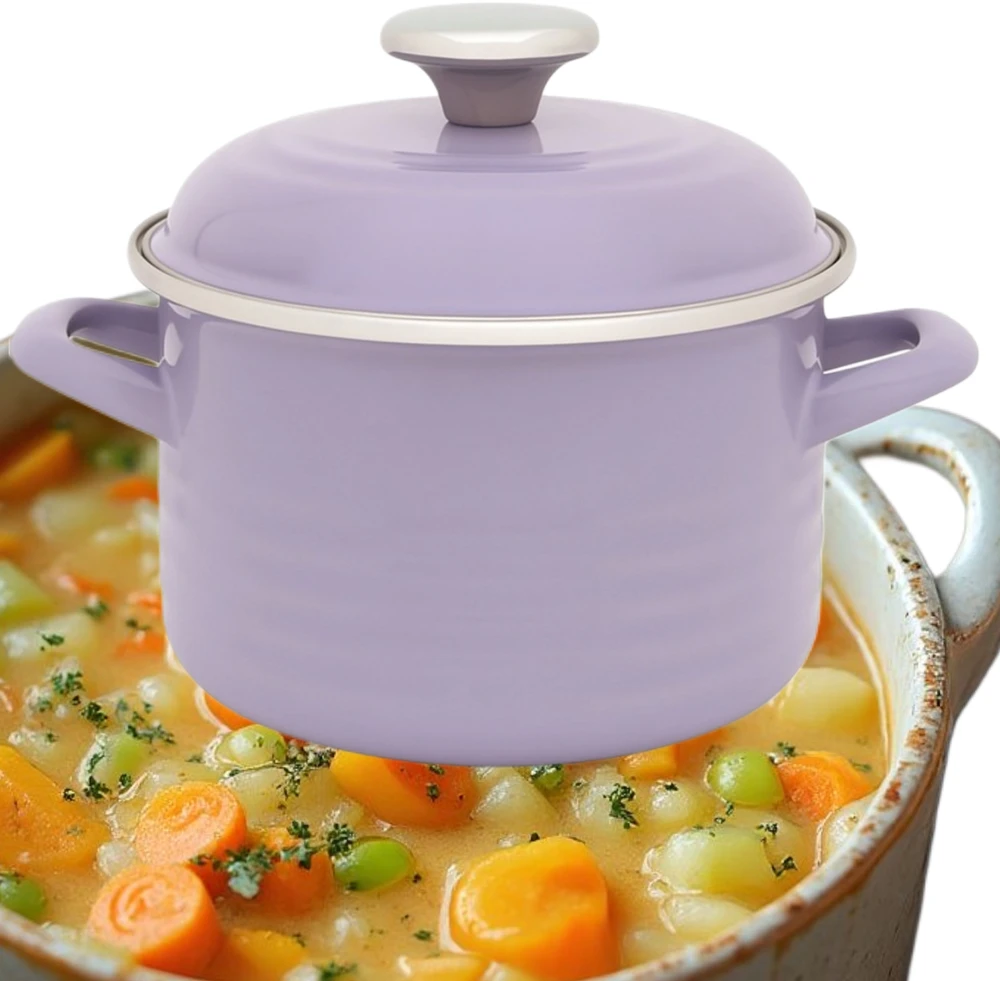 TRADICINIS PUODAS SRIUBAI 6.75L 24CM METALAC PURPURINIS EMALIS KIETOS INDUKTŪROS