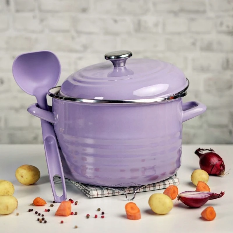TRADICINIS PUODAS SRIUBAI 6.75L 24CM METALAC PURPURINIS EMALIS KIETOS INDUKTŪROS