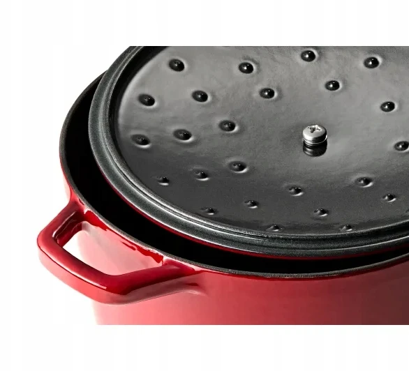 Tradicinis puodas su dangčiu Gerlach Natur Iron Induction Ketaus 5L Burgundy