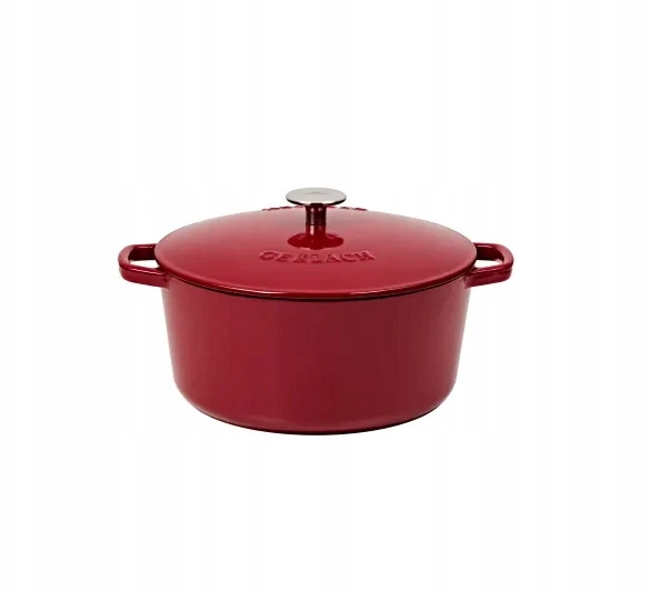 Tradicinis puodas su dangčiu Gerlach Natur Iron Induction Ketaus 5L Burgundy