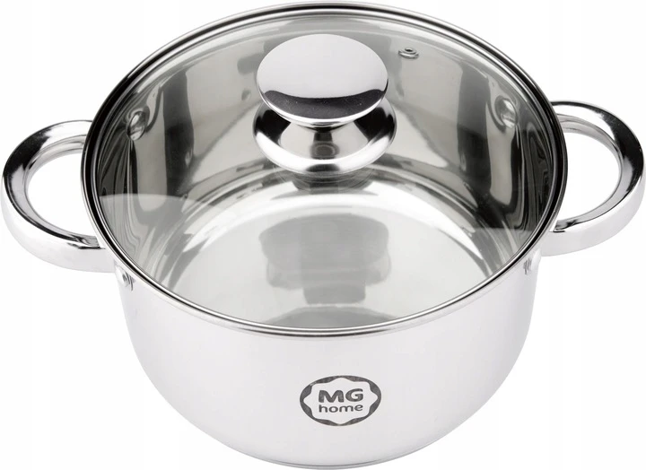Tradicinis puodas su stikliniu dangteliu MG Home 16cm 1,8L nerūdijančio plieno.