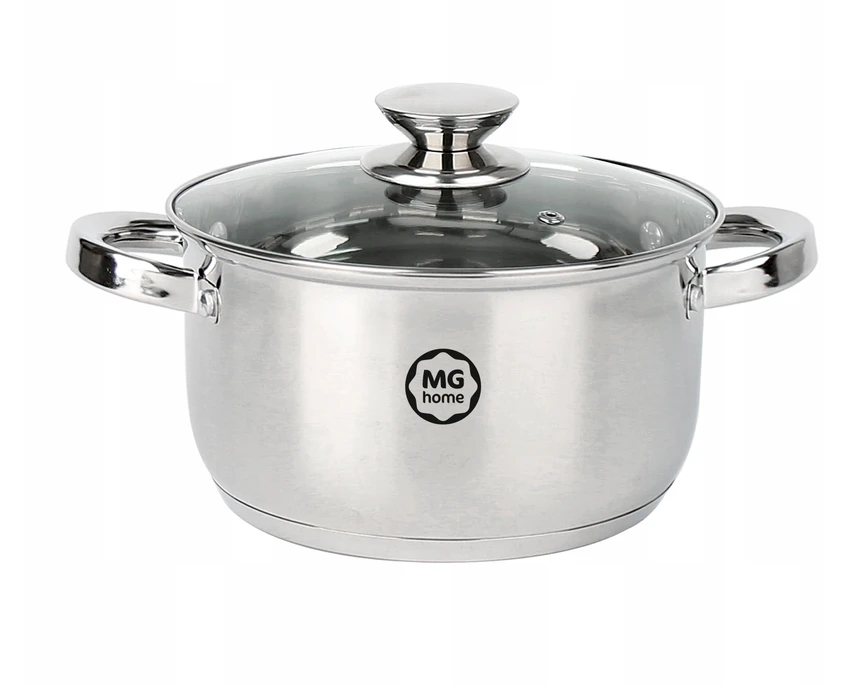 Tradicinis puodas su stikliniu dangteliu MG Home 16cm 1,8L nerūdijančio plieno.