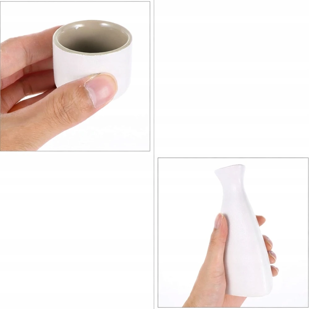 TRADICINIS SAKE RINKINYS, KARAFINAS IR DUBULIAI, 6 vnt, japoniško stiliaus, keramika