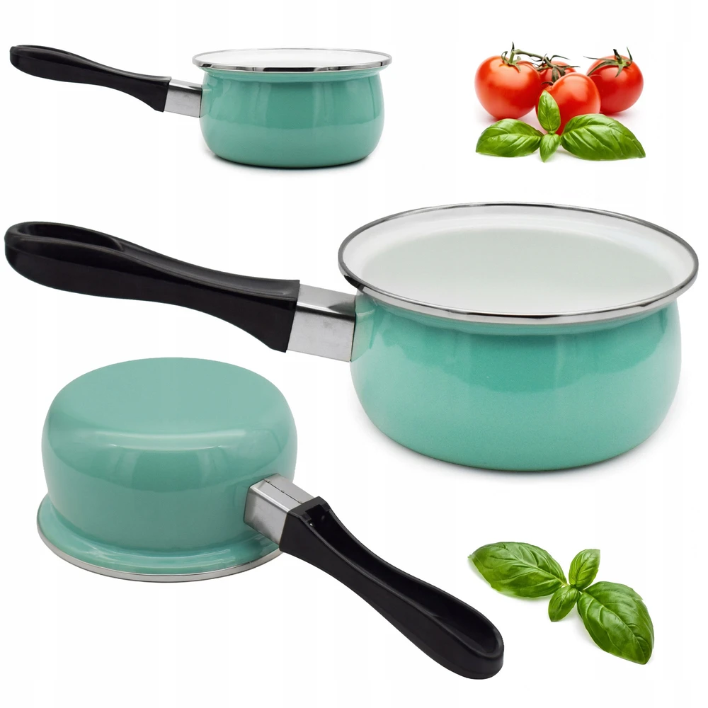 Tragar Emaliuotas 14cm 0.9l seledininis puodas su rankena