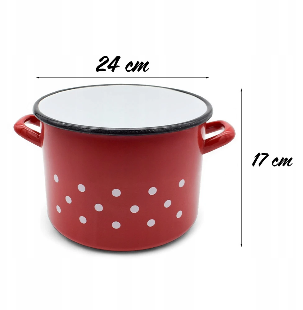 Tragar Emaliuotas plieno puodas su dangteliu ir rankenomis Tradicinis 24cm raudonas 8L
