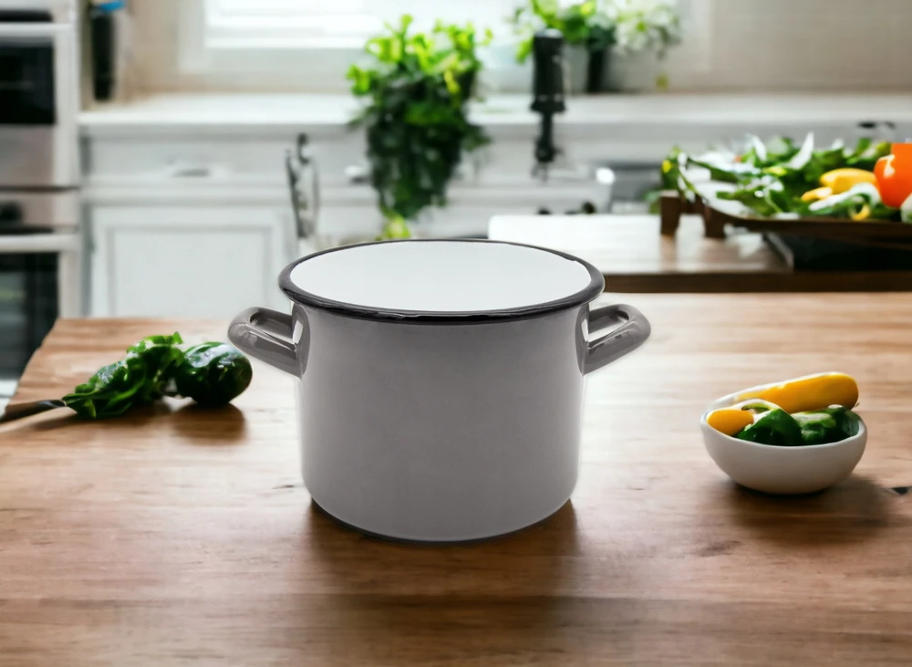 Tragar Emaliuotas plieno puodas su rankenomis Tradicinė virtuvė 16cm Pilka 2L