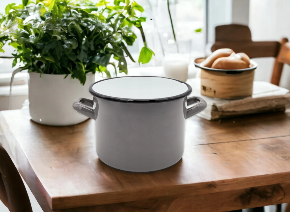 Tragar Emaliuotas plieno puodas su rankenomis Tradicinė virtuvė 16cm Pilka 2L