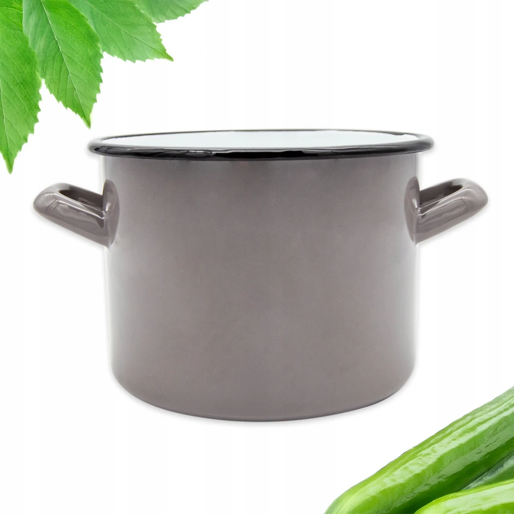 Tragar Emaliuotas plieno puodas su rankenomis Tradicinė virtuvė 14cm Pilka 1,6L