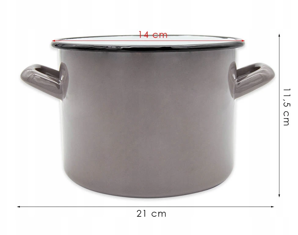 Tragar Emaliuotas plieno puodas su rankenomis Tradicinė virtuvė 14cm Pilka 1,6L