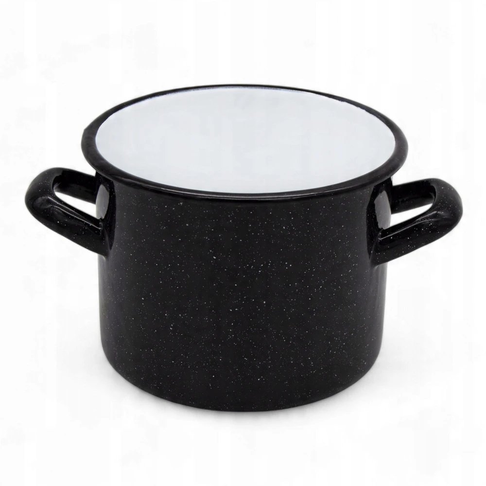 Tragar Emaliuotas puodas, 14 cm, juodas marmuras