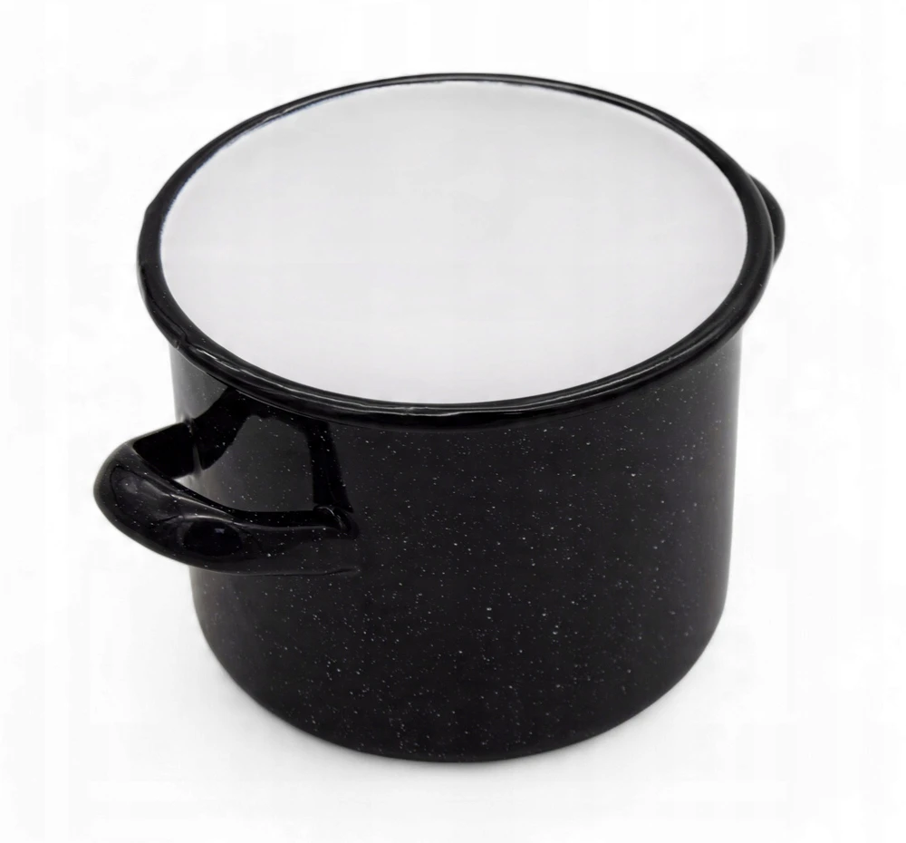 Tragar Emaliuotas puodas, 14 cm, juodas marmuras