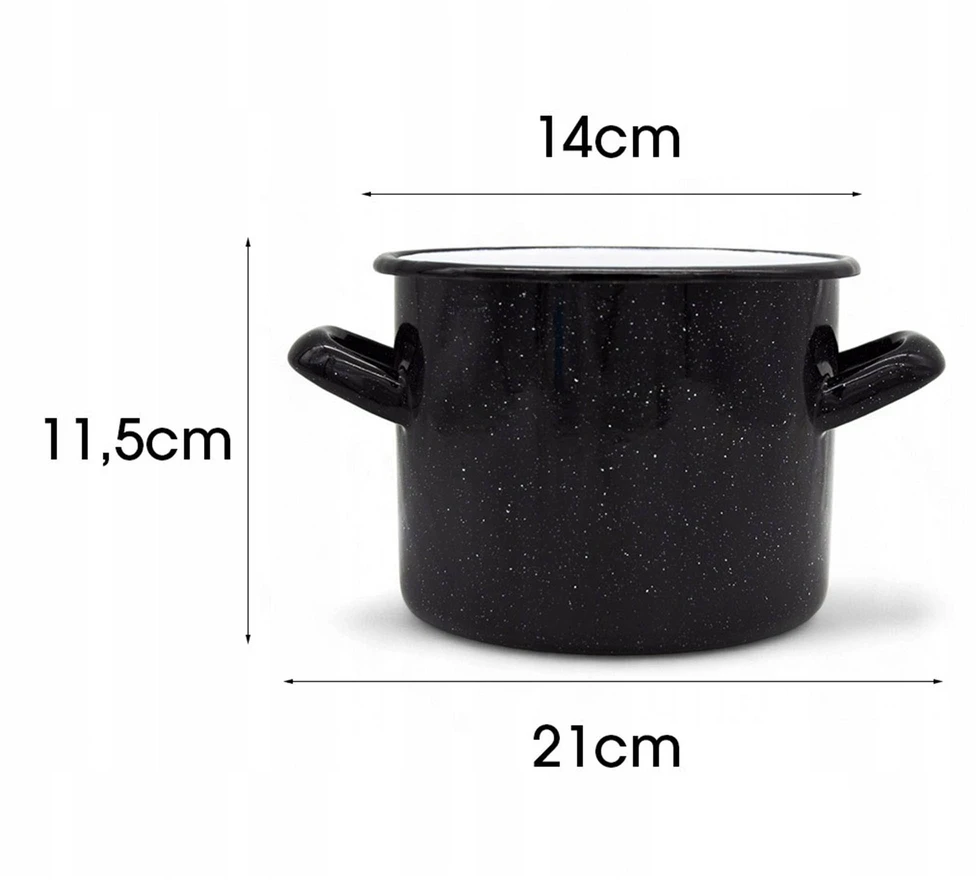 Tragar Emaliuotas puodas, 14 cm, juodas marmuras