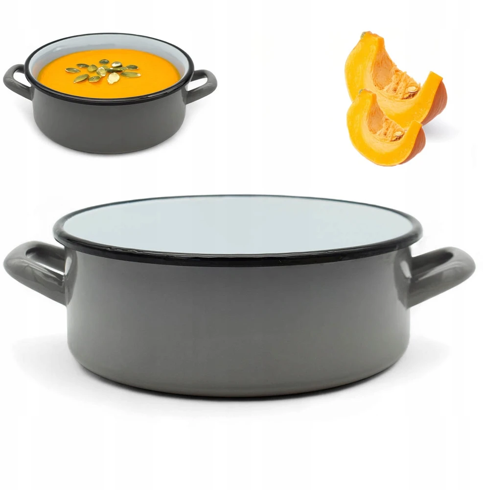 Tragar Emaliuotas puodas 20cm, 2.5l, pilkas, su rankenomis