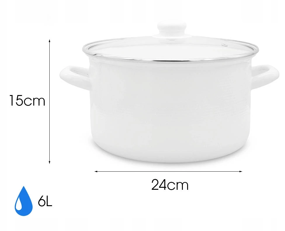 Tragar Emaliuotas puodas 6L tradicinis 24cm su DANČIU universalus 3D su rankenomis