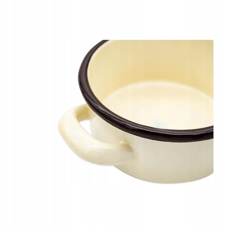 Tragar Emaliuotas puodas su rankenomis 18 cm kreminis plieno tradicinis puodas 1,8 l