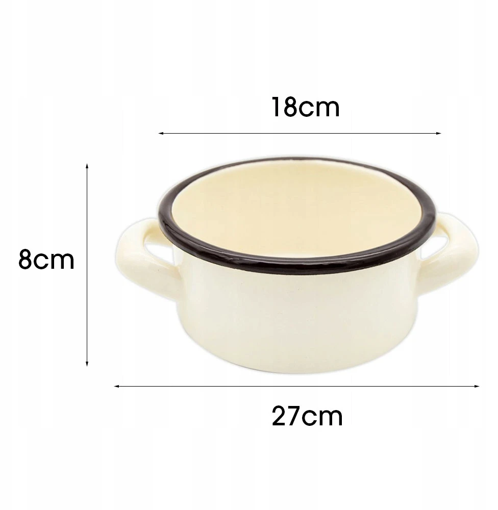 Tragar Emaliuotas puodas su rankenomis 18 cm kreminis plieno tradicinis puodas 1,8 l