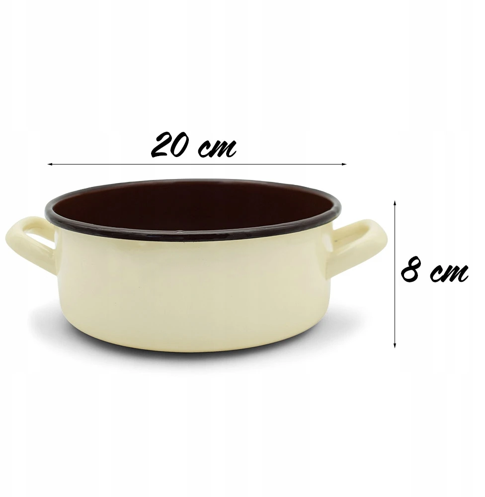 Tragar Emaliuotas puodas su rankenomis 20 cm kreminis plieno tradicinis puodas 2,5 l