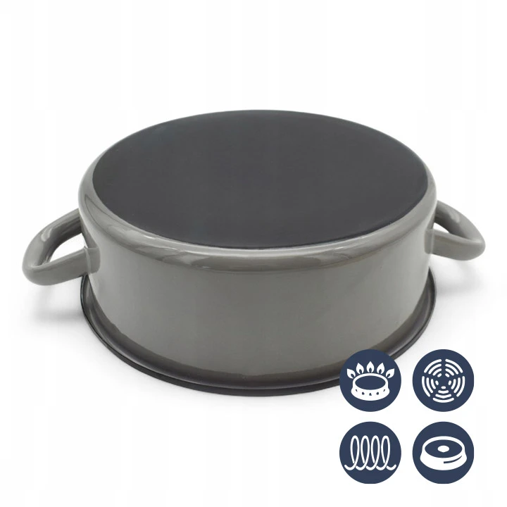 Tragar Emaliuotas Puodas su rankenomis 22 cm Pilkas Plieninis Tradicinis Puodas 3L