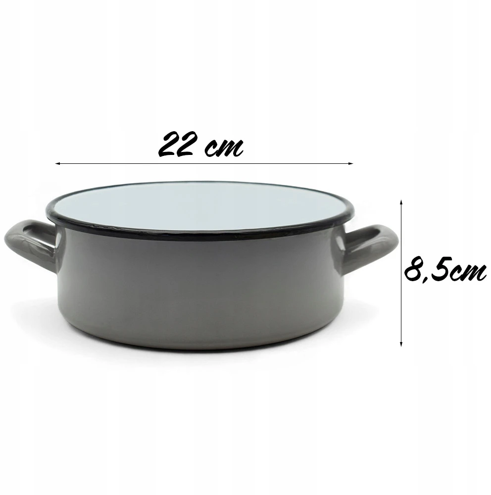 Tragar Emaliuotas Puodas su rankenomis 22 cm Pilkas Plieninis Tradicinis Puodas 3L