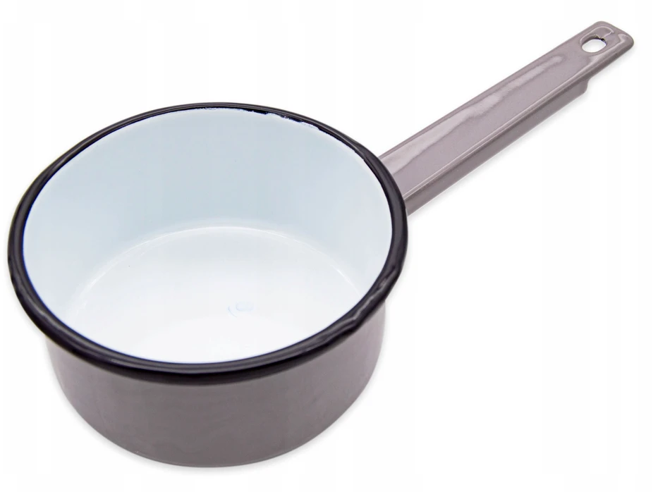 Tragar Tradicinis 16 cm emaliuotas plieno puodas su rankena pilkas puodas 1,3 l