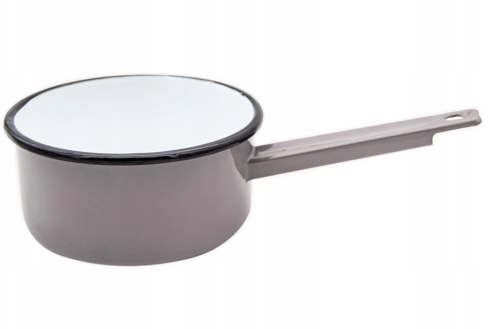 Tragar Tradicinis 16 cm emaliuotas plieno puodas su rankena pilkas puodas 1,3 l