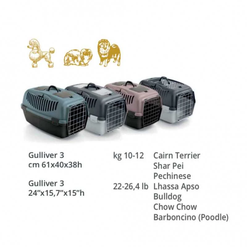 Stefanplast Transportavimo narvas/krepšys 58,5x36,5x33,5cm GULLIVER 3 pilkas Italija