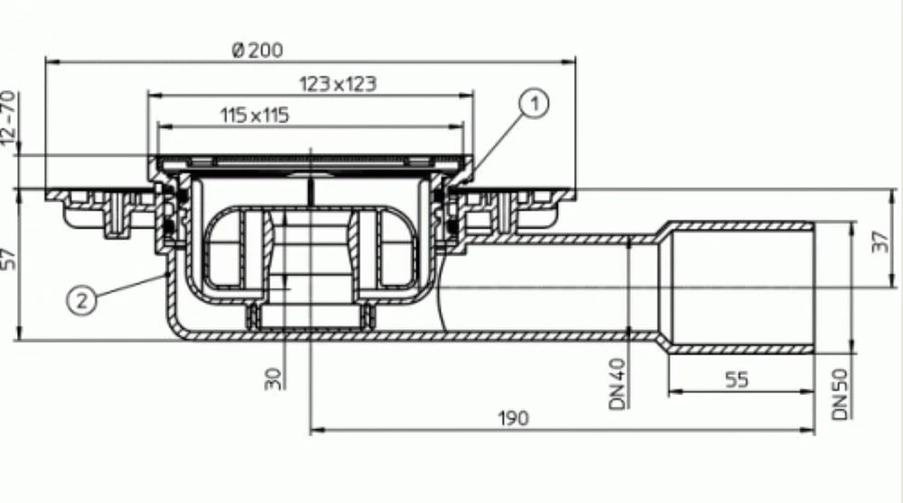 Hl Hutterer Lechner HL traps DN40/50 "Primus", 123x123mm