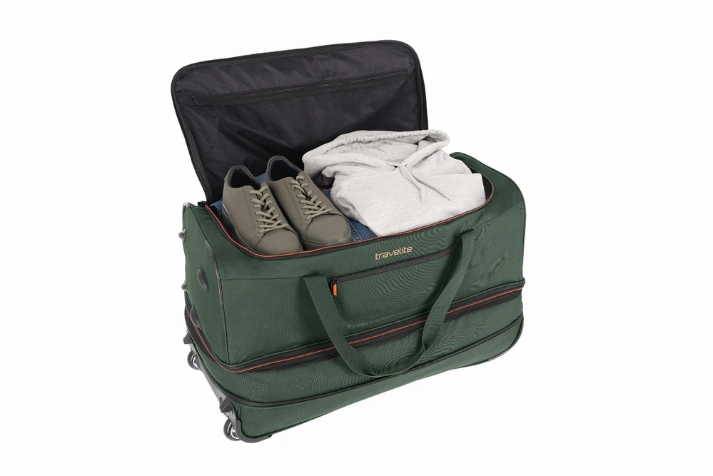 Kelioninis Travelite Basics L - talpa 98/119l, žalia kelioninė tašė ant ratukų