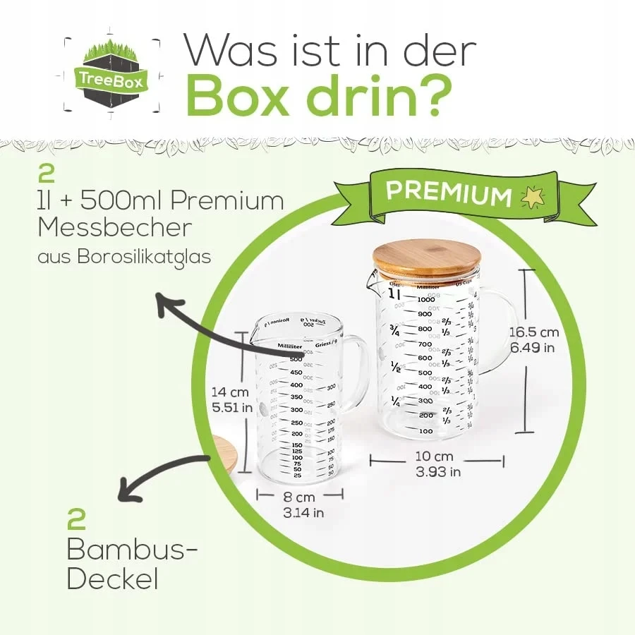TreeBox matavimo šaukštų rinkinys 500 ml + 1000 ml, DE ženklinimas