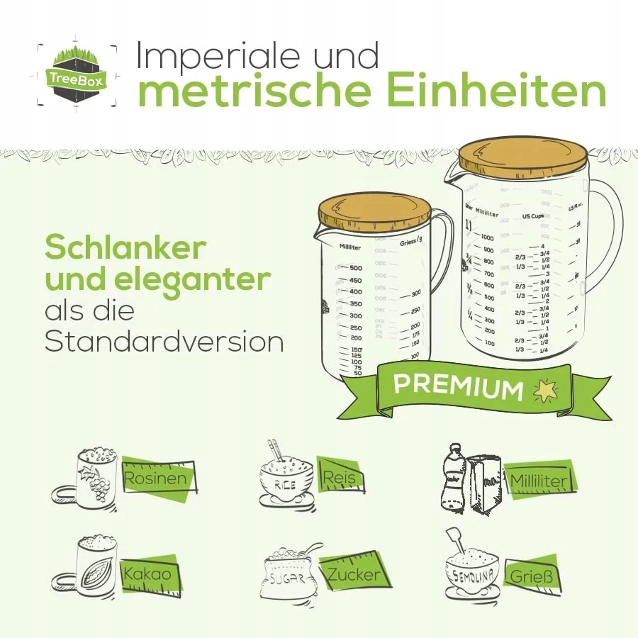 TreeBox matavimo šaukštų rinkinys 500 ml + 1000 ml, DE ženklinimas