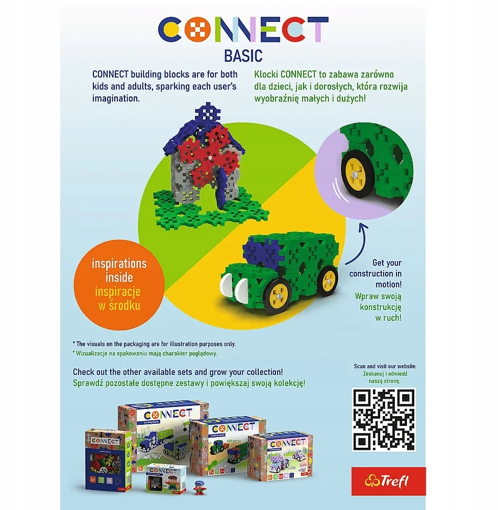Trefl Konstruktorių rinkinys Connect, Basic Boy, 70 dalių, 4+, spalvotas