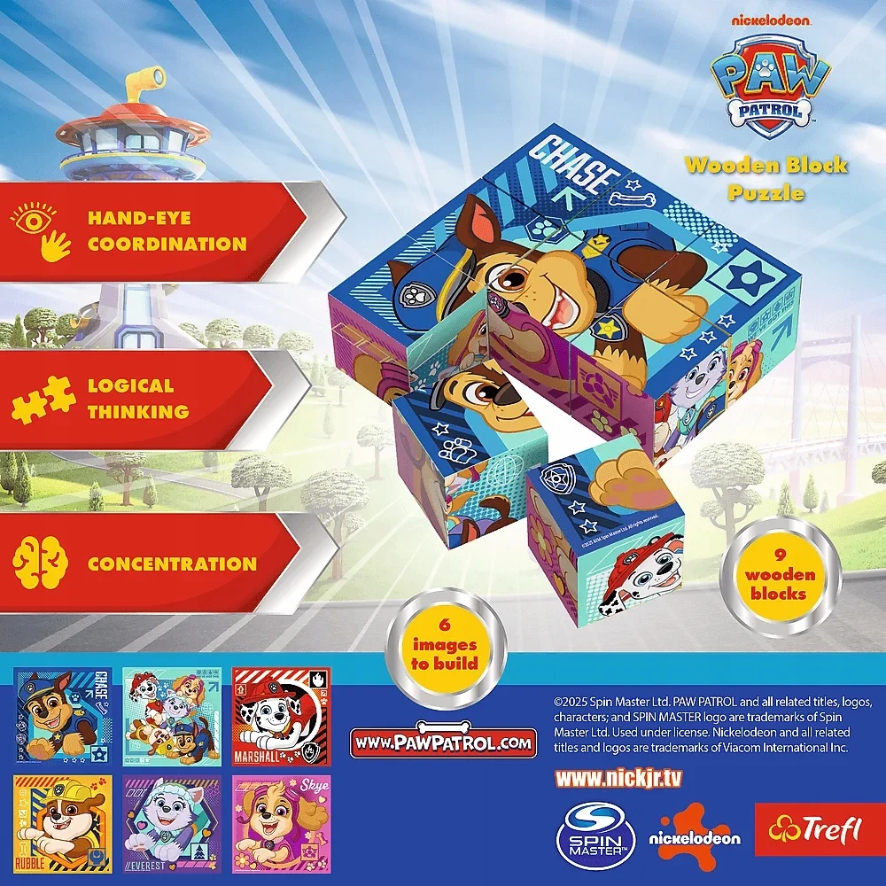 Trefl Medinės dėlionės kaladėlės, Paw Patrol