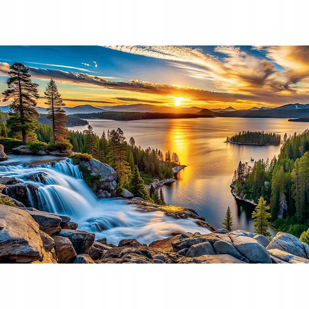 Trefl Puzzle 1000 vienetų JAV kolekcija: Stulbinantis ežero saulėlydis